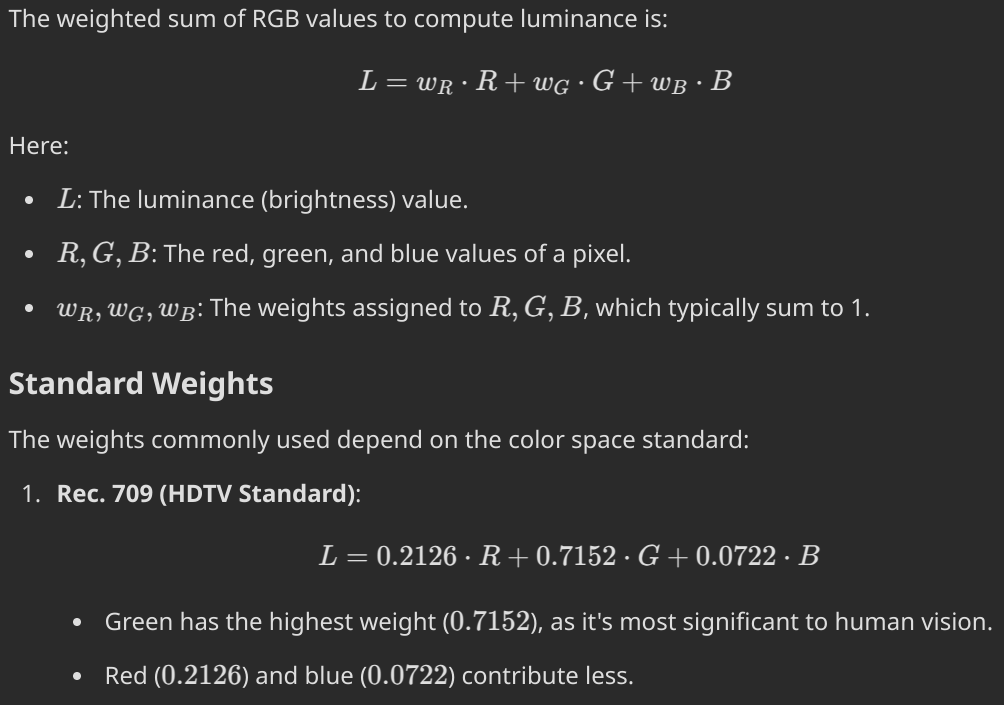 Weighted Sum RGB